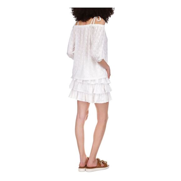 MICHAEL MICHAEL KORS Womens White Self Tie Straps 3/4 Sleeve Top Petites P\S - Picture 2 of 5